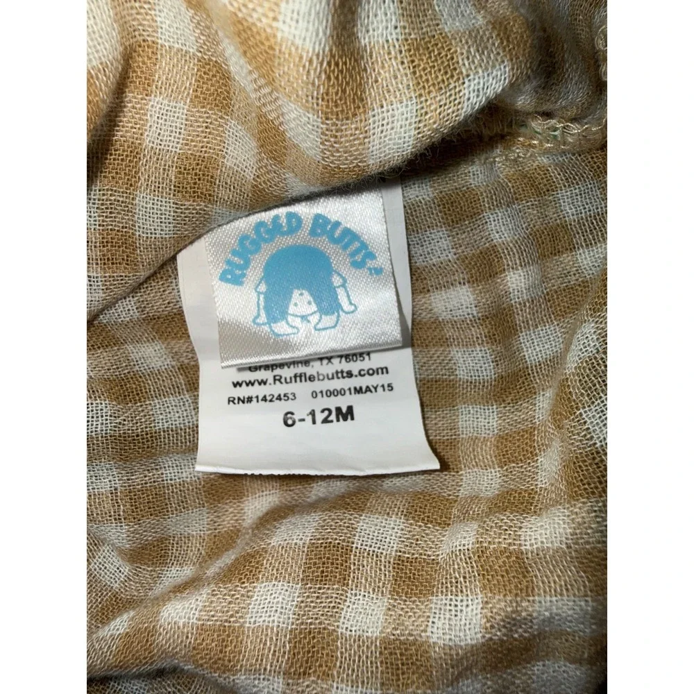 Rugged Butts Boys Green Tan Plaid Cotton Button Down Shirt 6-12M